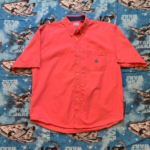 Vintage Bugle Boy Men's Bright Coral Pink Button Down Shirt Men’s Size 2XL